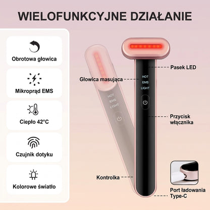 Skelume Glow Wand™ — Urządzenie do Twarzy LED 7 Kolorów z EMS i Wibracją
